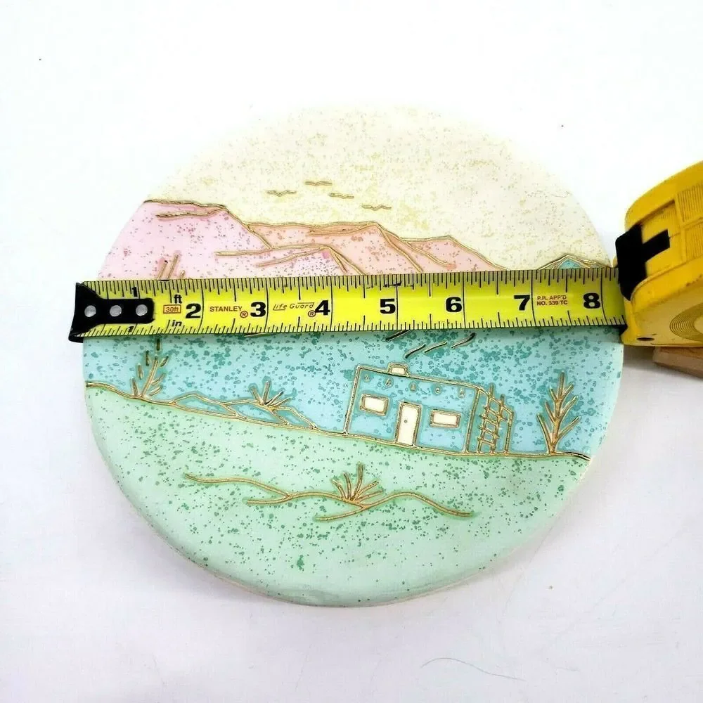 Home Decor Wall‎ Plate Cactus Adobe Mountain Desert Scene Clay Southwestern
